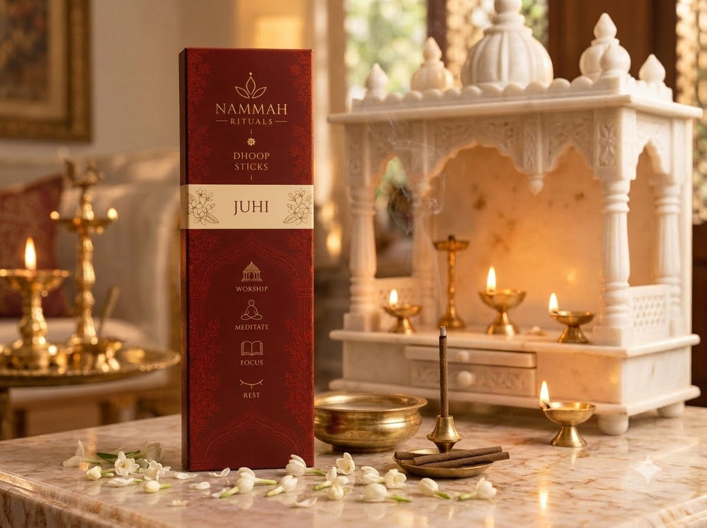 Juhi dhoop sticks box with ceramic stand, Nammah Rituals
