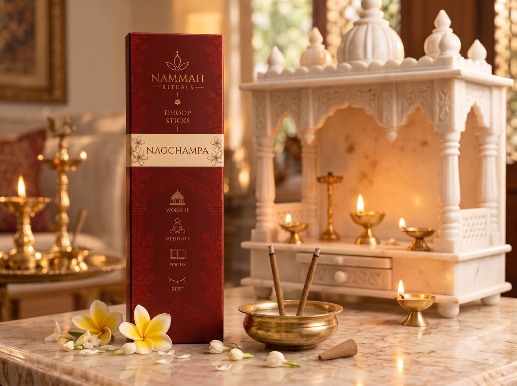 Nagchampa dhoop sticks box standing upright