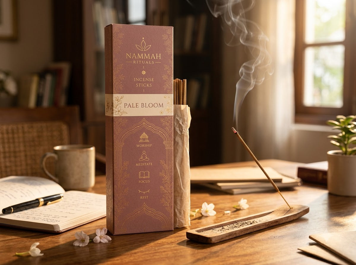 Pale Bloom floral bouquet incense sticks box, Nammah Rituals
