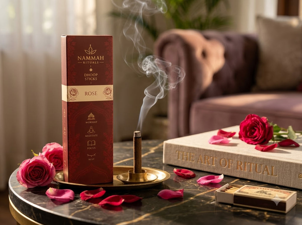 Rose dhoop sticks, close-up