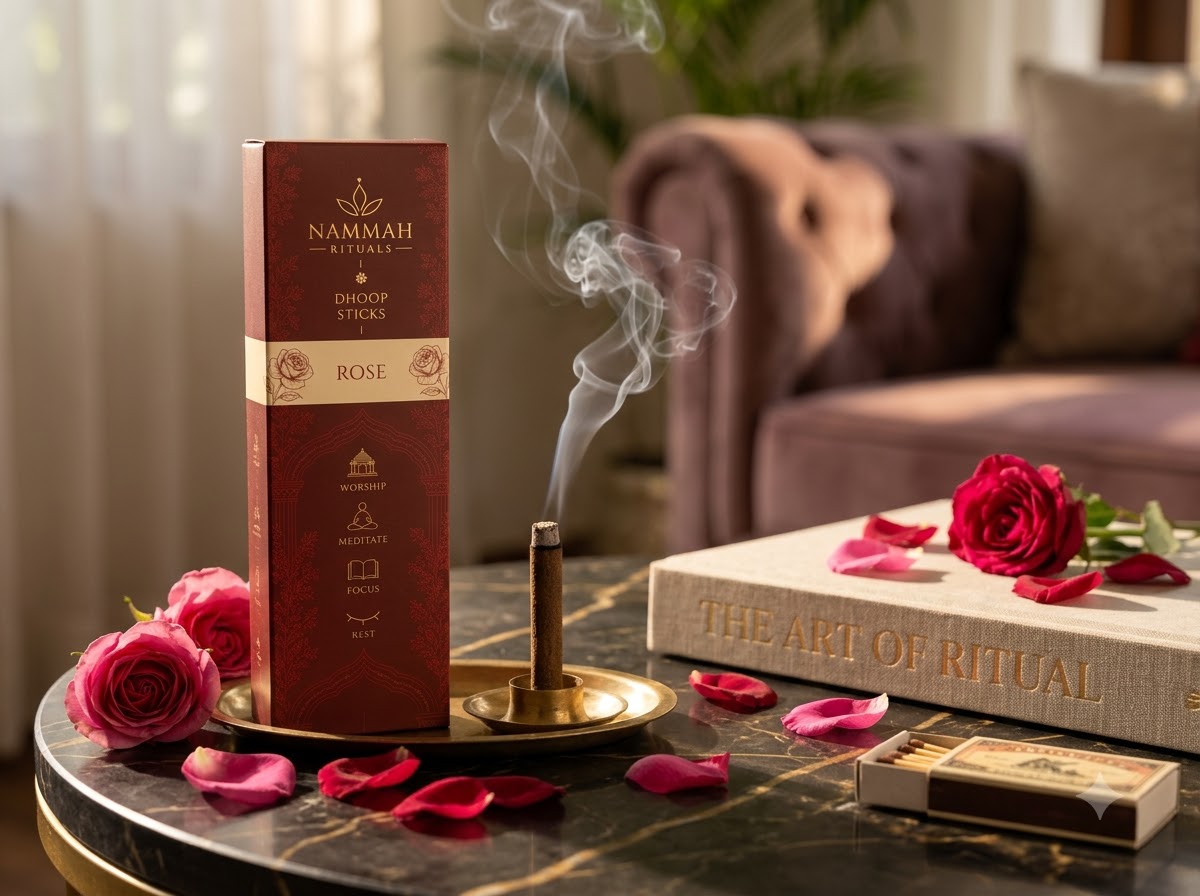 Rose dhoop sticks, close-up