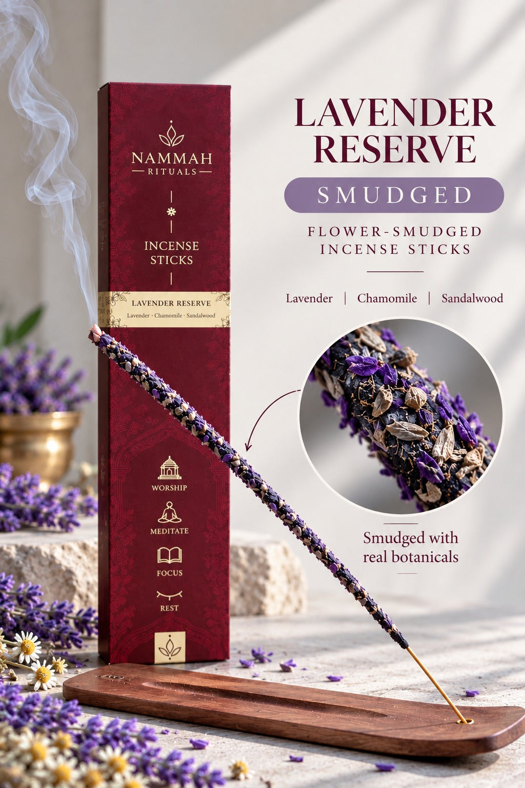 Lavender Reserve – Lavender & White musk Smudged Incense Sticks