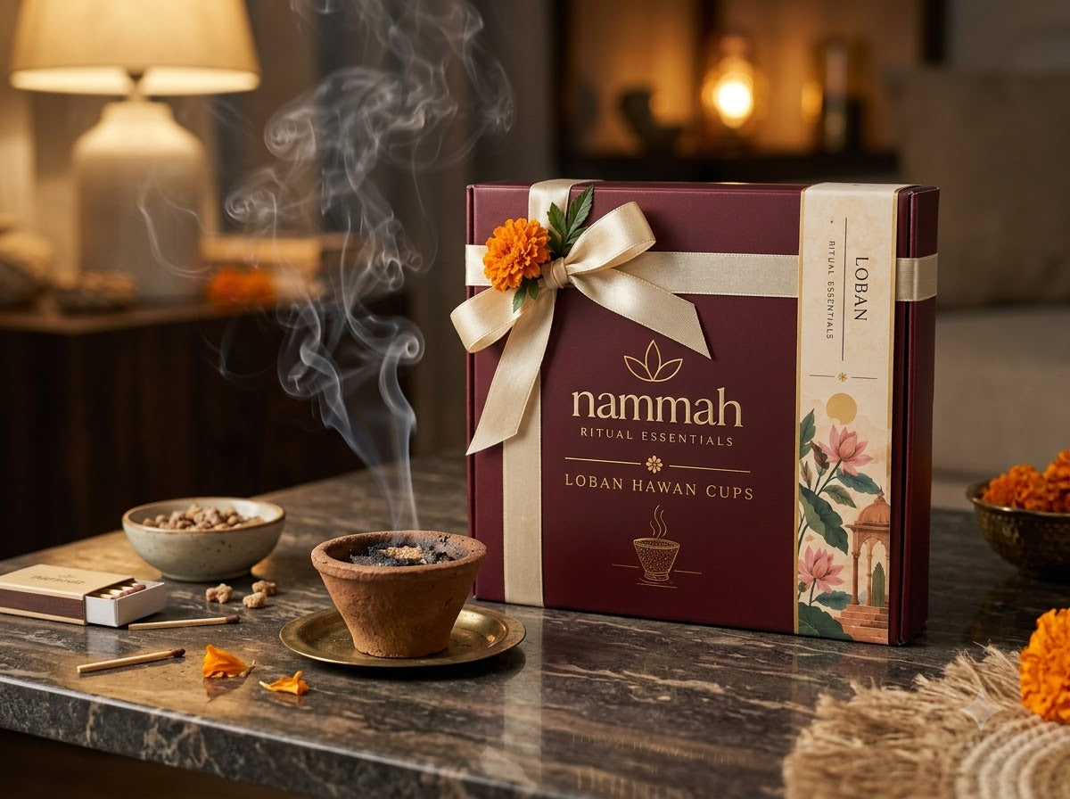 Loban hawan cups box with ceramic holder, Nammah Rituals