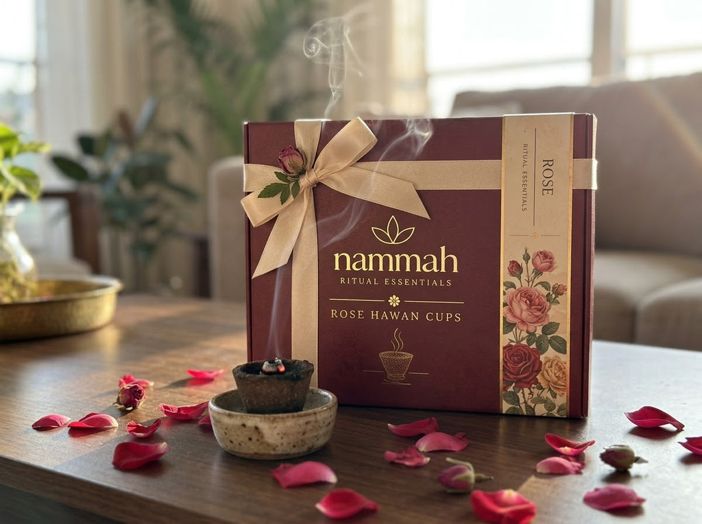 Rose hawan cups, close-up